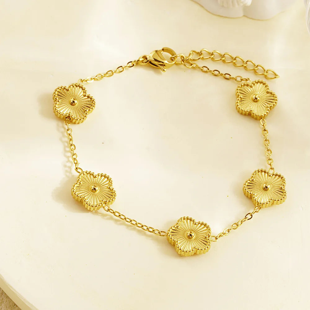 Gold Flower Stainless Steel Bracelet