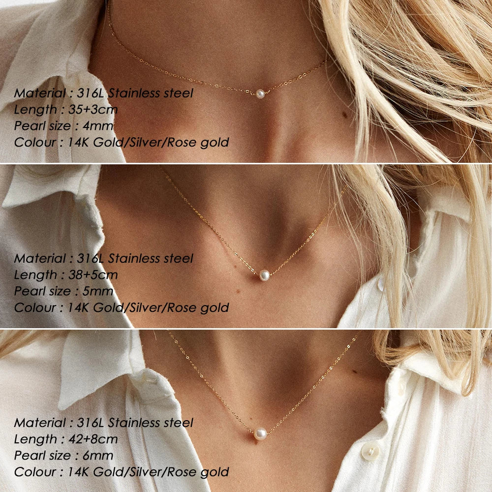 Minimalist Gold Pearl Layered Necklace