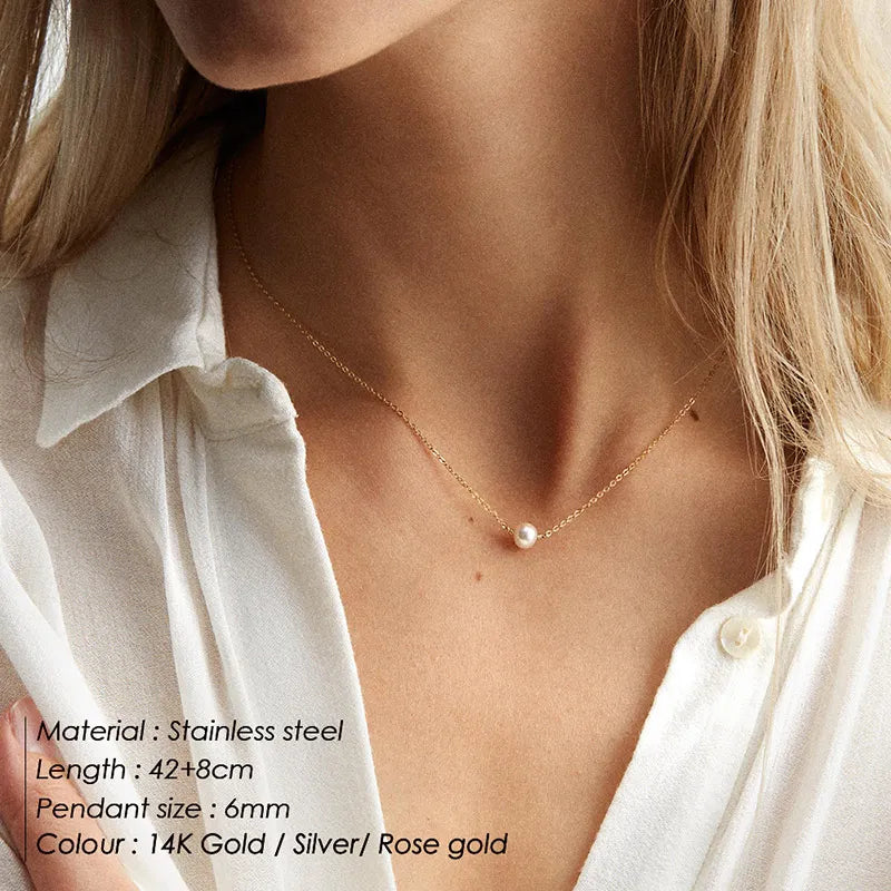 Minimalist Gold Pearl Layered Necklace