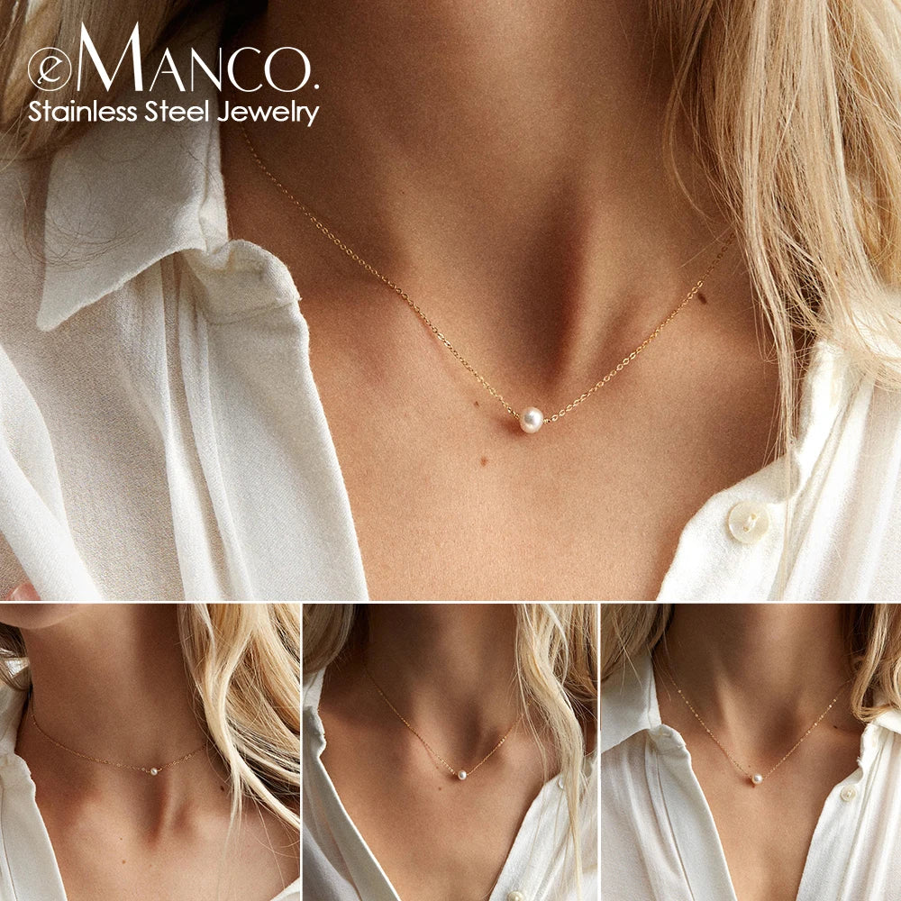 Minimalist Gold Pearl Layered Necklace