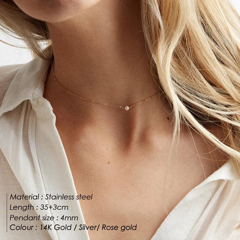 Minimalist Gold Pearl Layered Necklace
