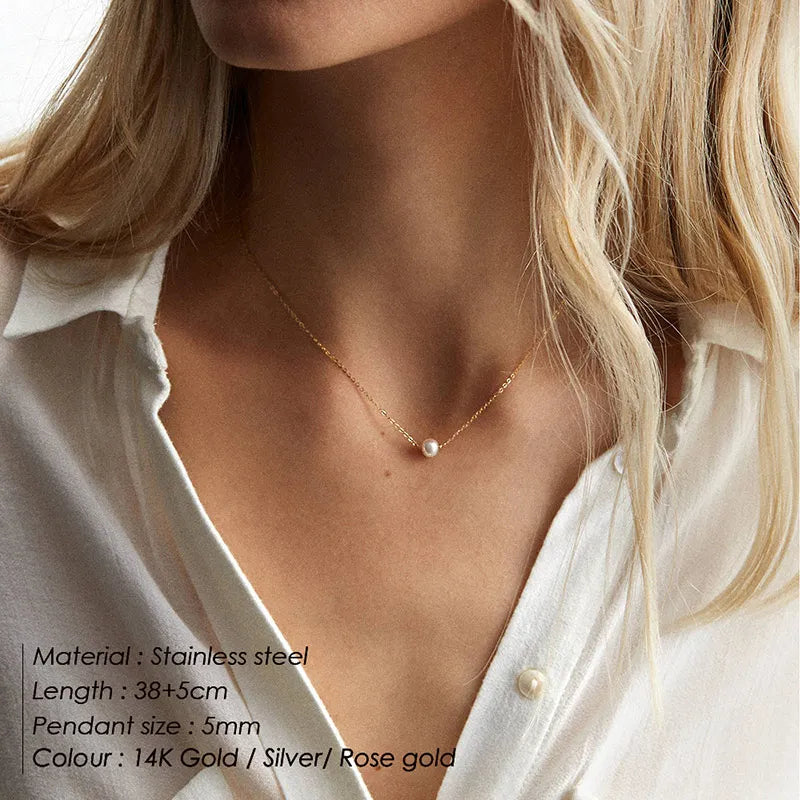 Minimalist Gold Pearl Layered Necklace