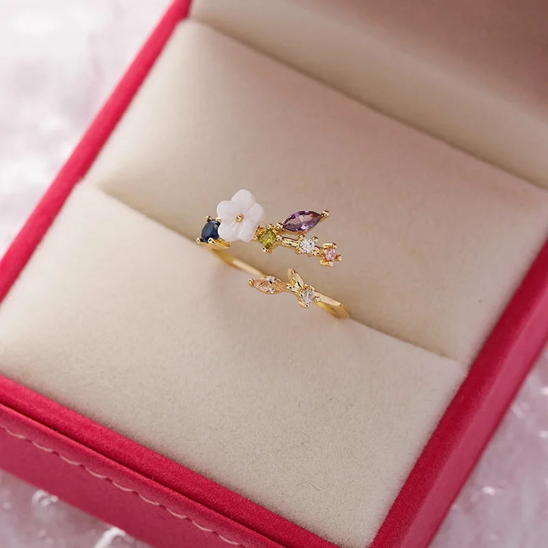 Sweet Flower Butterfly Adjustable Ring