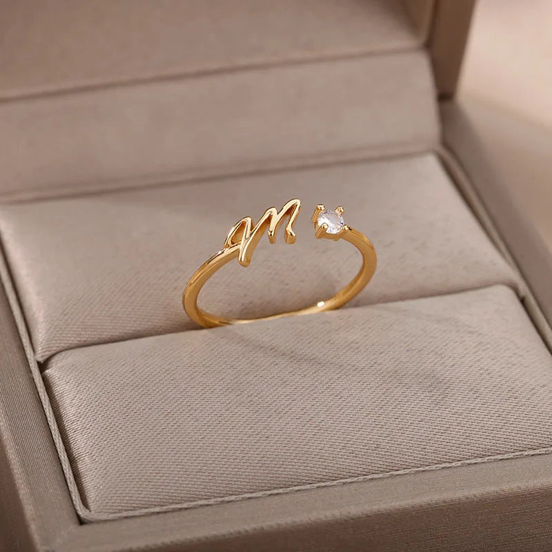 A-Z Initial Adjustable Ring