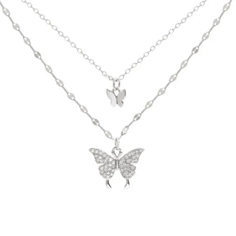 Double Layer Butterfly Necklace