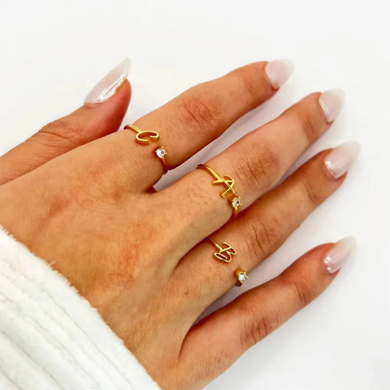 A-Z Initial Adjustable Ring