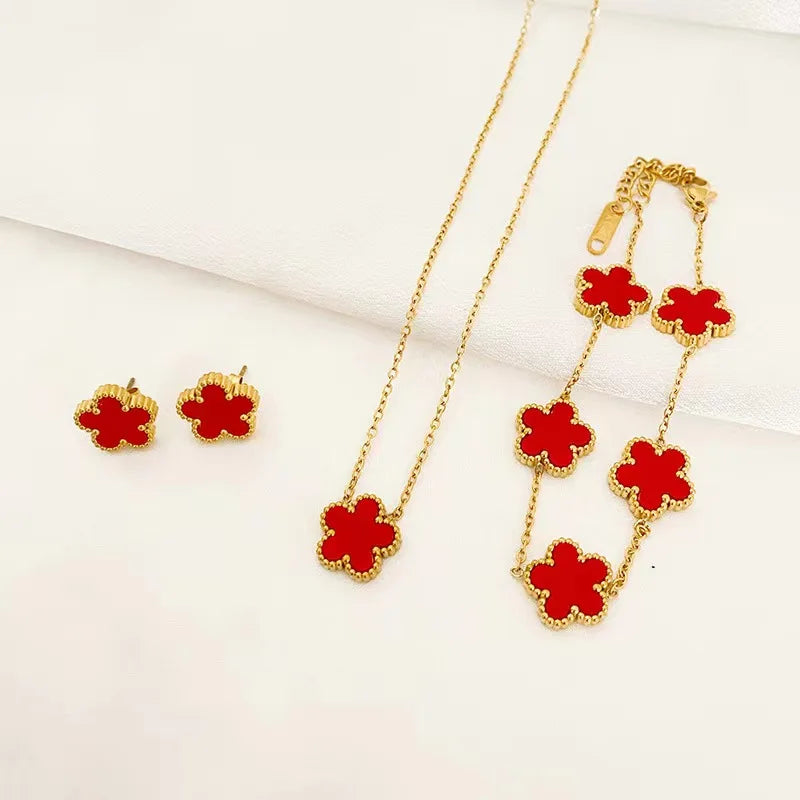 Plum Blossom Necklace, Bracelet & Earrings Set