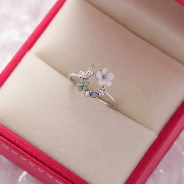Sweet Flower Butterfly Adjustable Ring