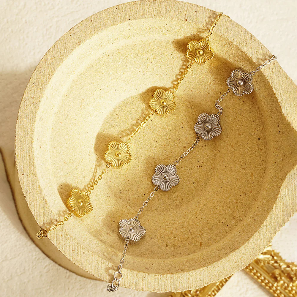 Gold Flower Stainless Steel Bracelet