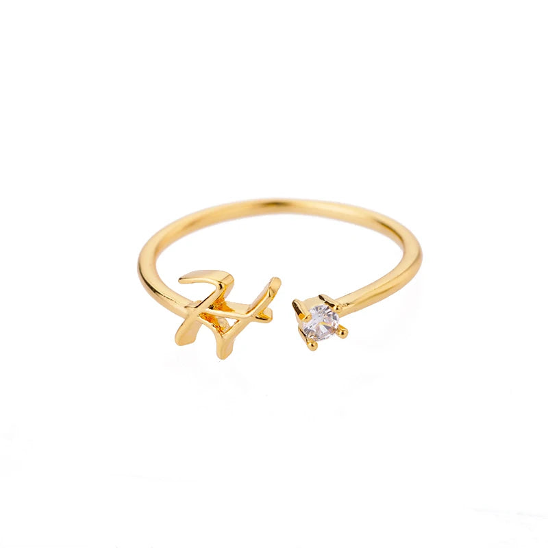A-Z Initial Adjustable Ring