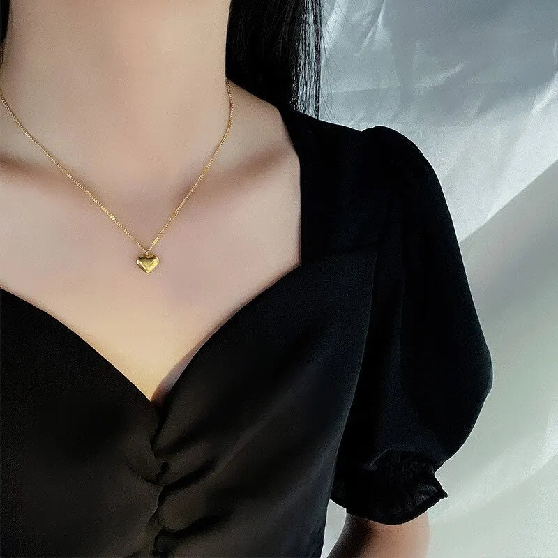 Gold Heart Engraved Necklace