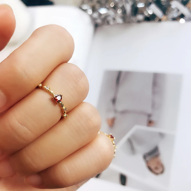 Gold Heart Zirconia Ring