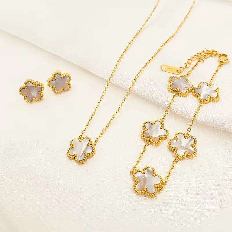 Plum Blossom Necklace, Bracelet & Earrings Set