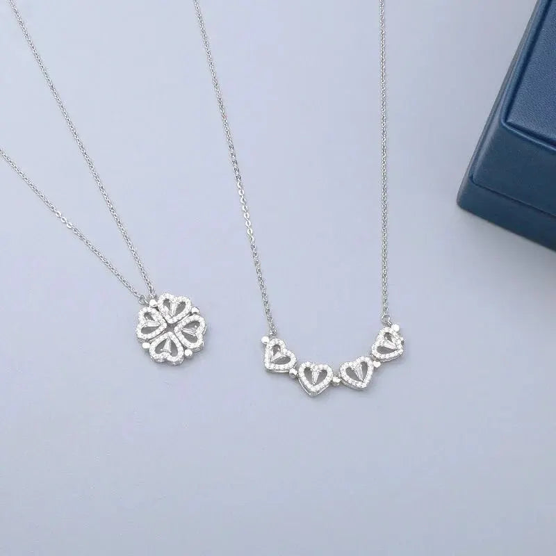 Magnet Four Heart Pendant Necklace