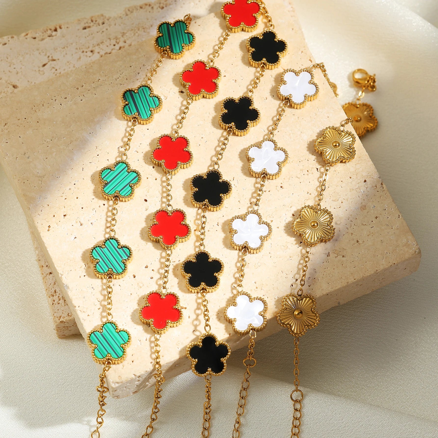 Gold Flower Stainless Steel Bracelet