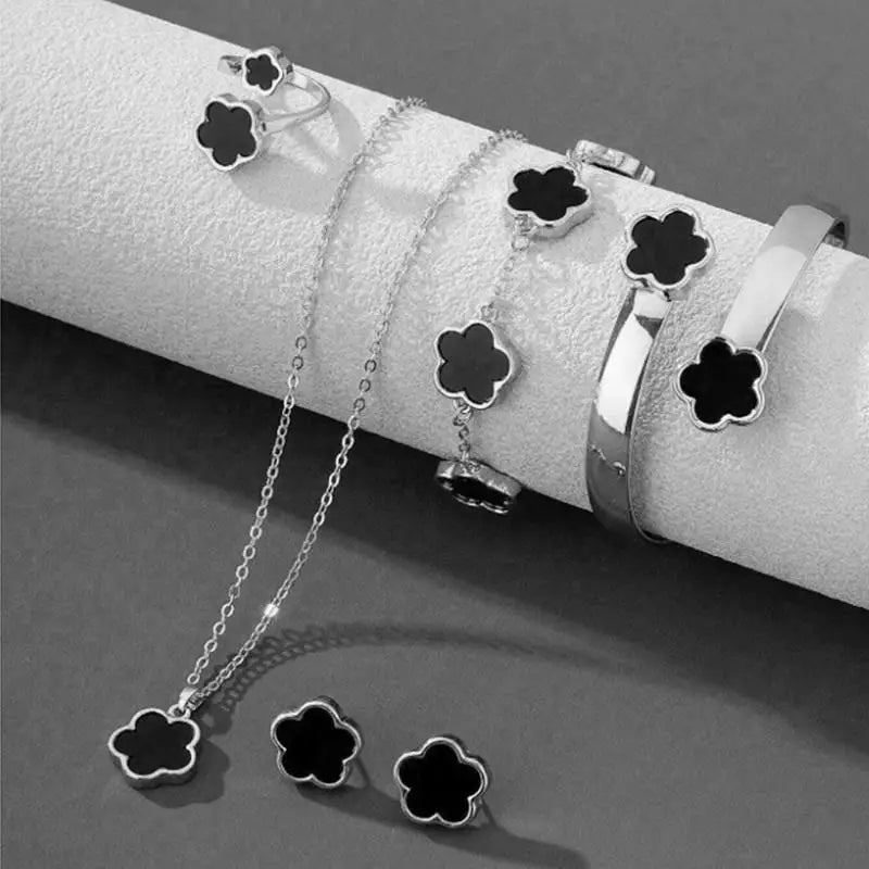 Lucky Flower 5PC Jewelry Set – Necklace, Bracelet & Ring