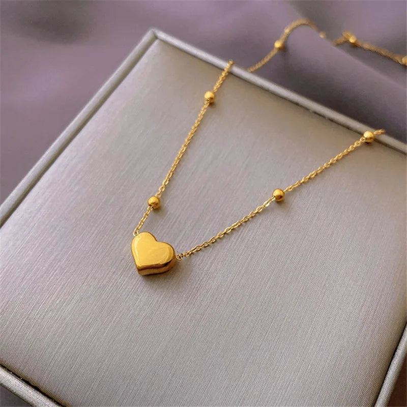 Gold Heart Love Chain Jewelry Set