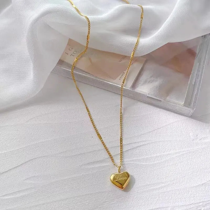 Gold Heart Engraved Necklace