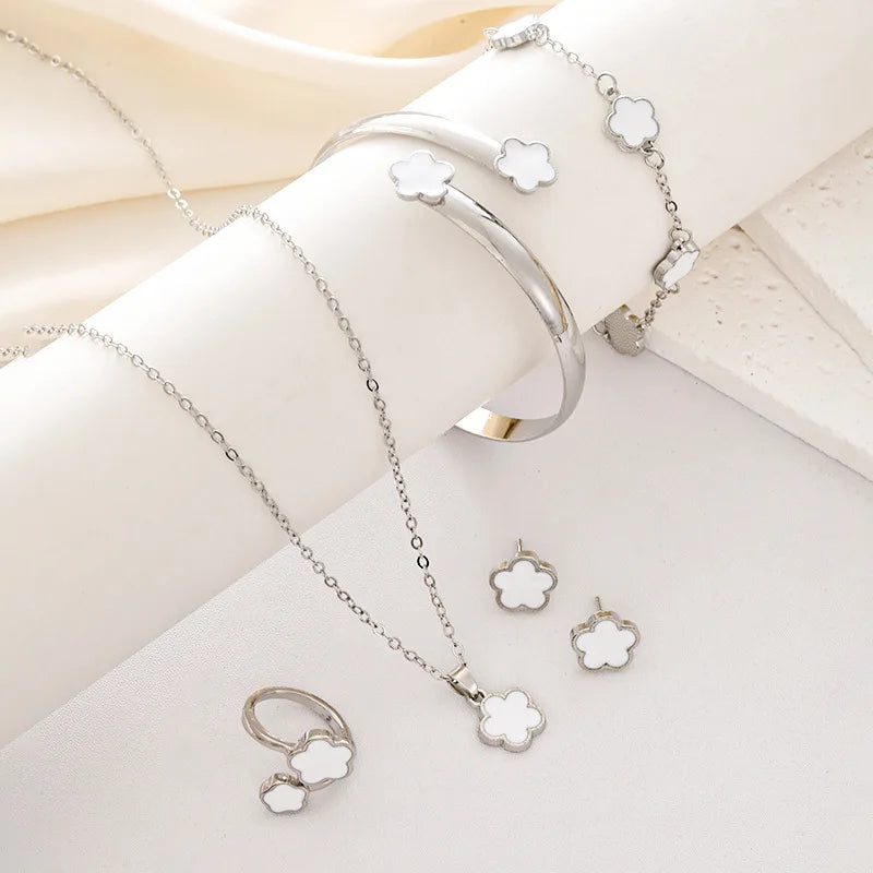 Lucky Flower 5PC Jewelry Set – Necklace, Bracelet & Ring