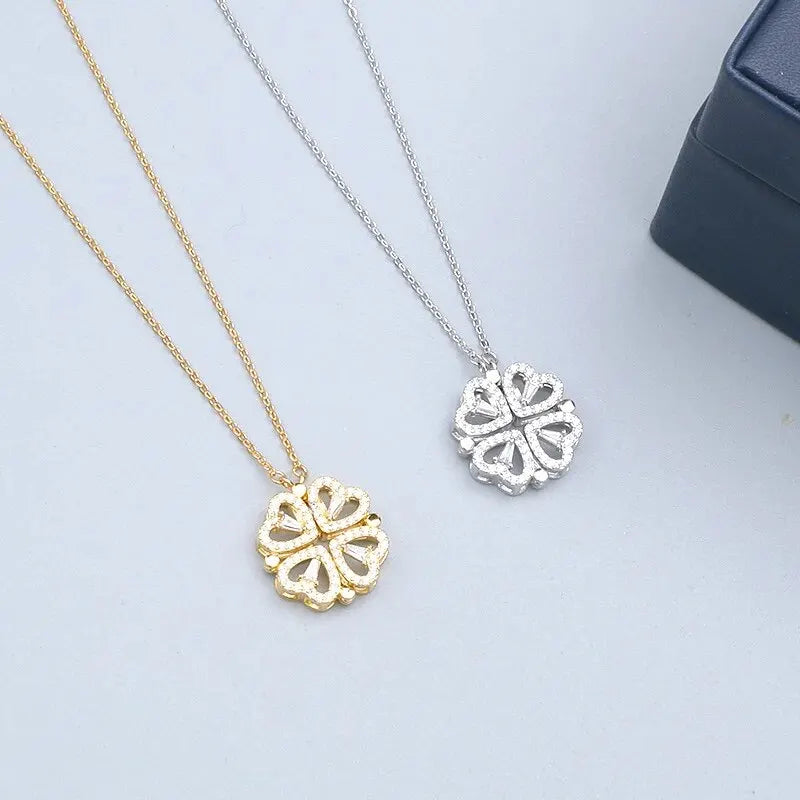 Magnet Four Heart Pendant Necklace