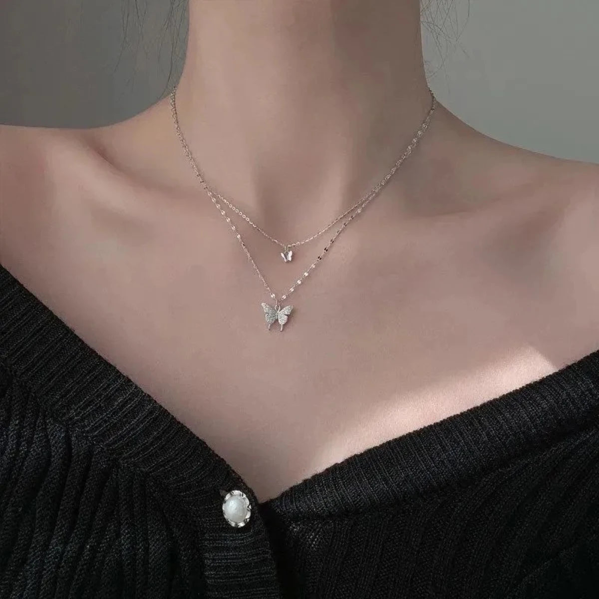 Double Layer Butterfly Necklace