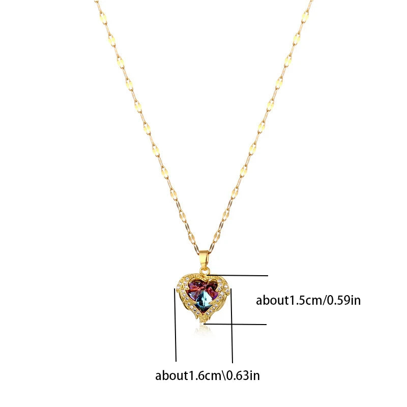 Crystal Ocean Heart Pendant Necklace