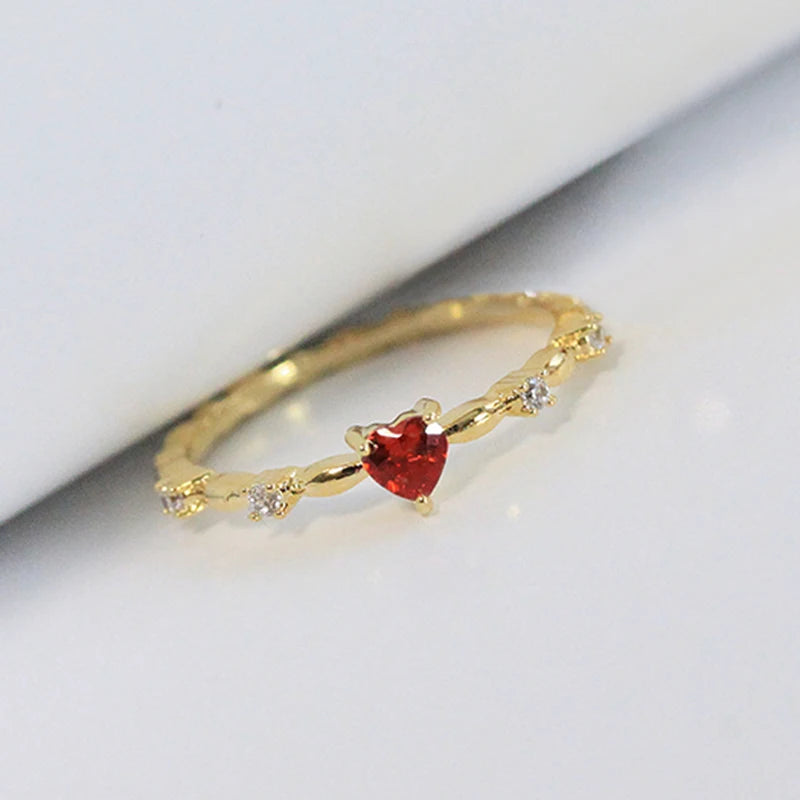 Gold Heart Zirconia Ring