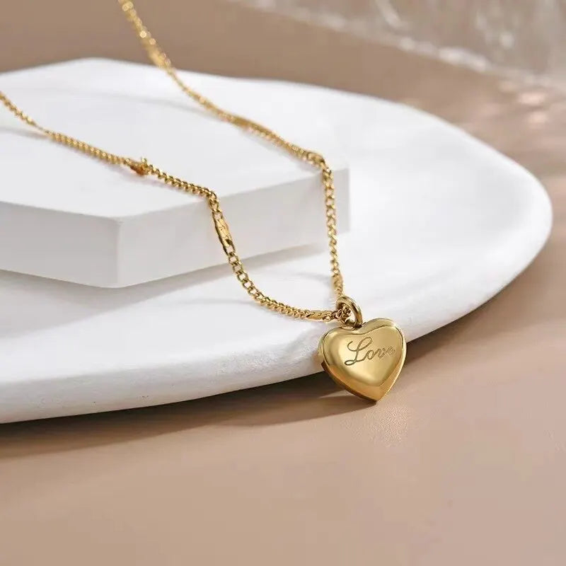 Gold Heart Engraved Necklace