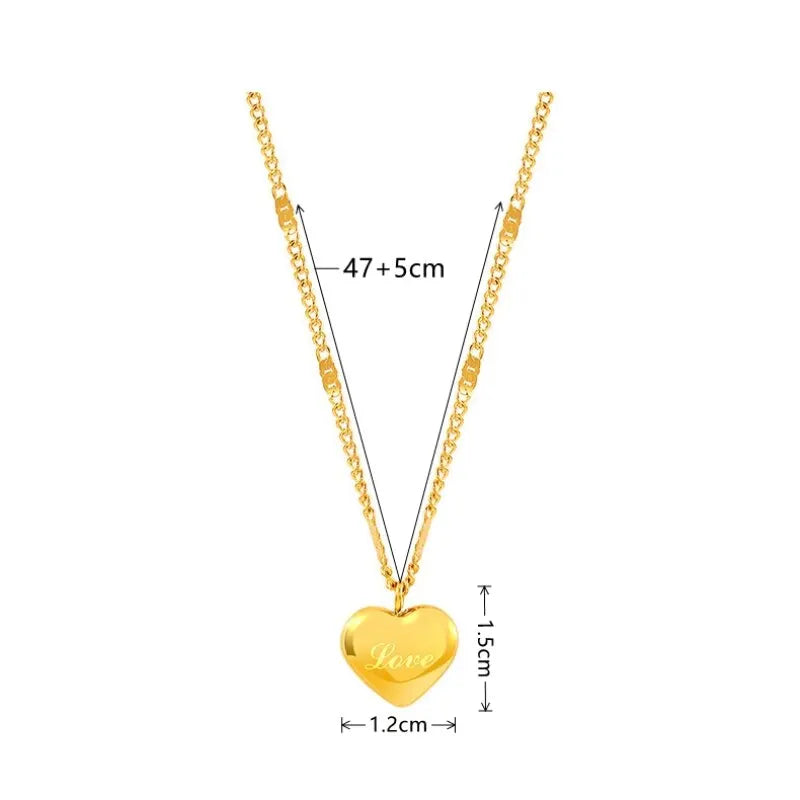 Gold Heart Engraved Necklace
