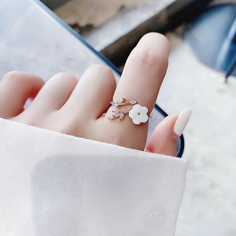 Sweet Flower Butterfly Adjustable Ring