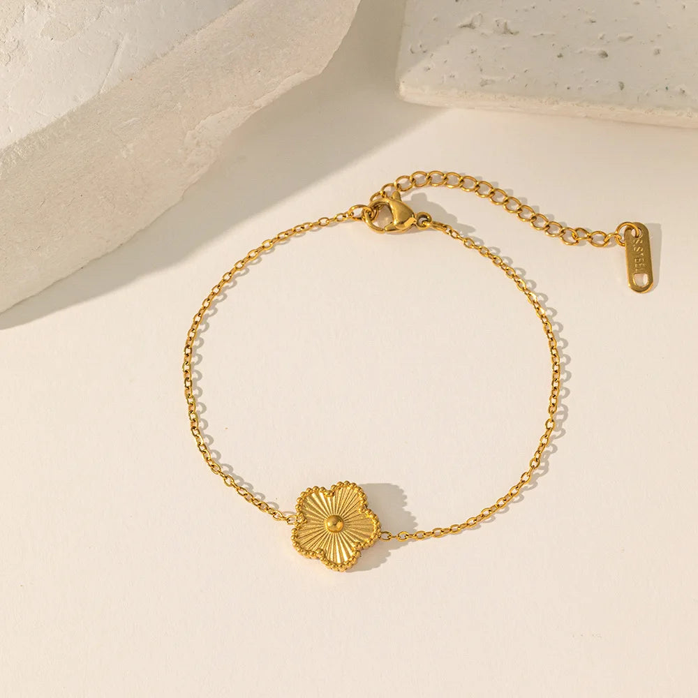 Gold Flower Stainless Steel Bracelet