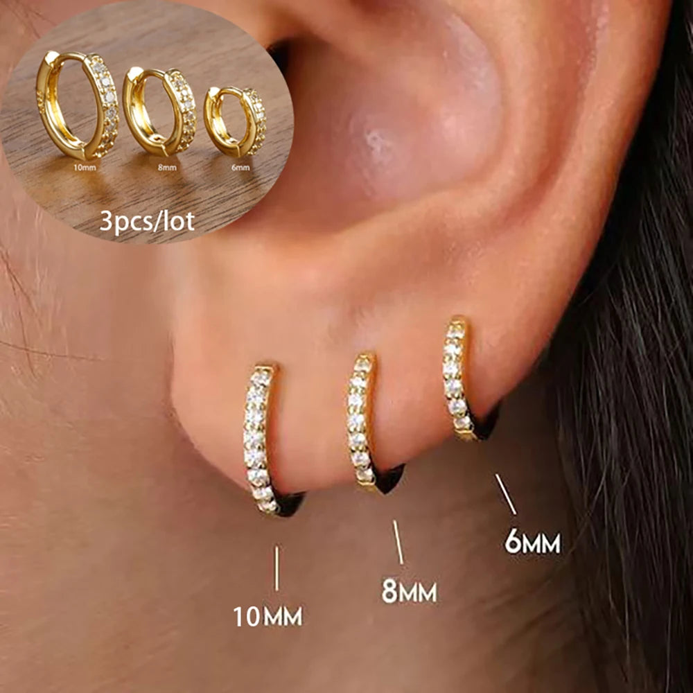 18K Gold Star Dangle Earrings Set