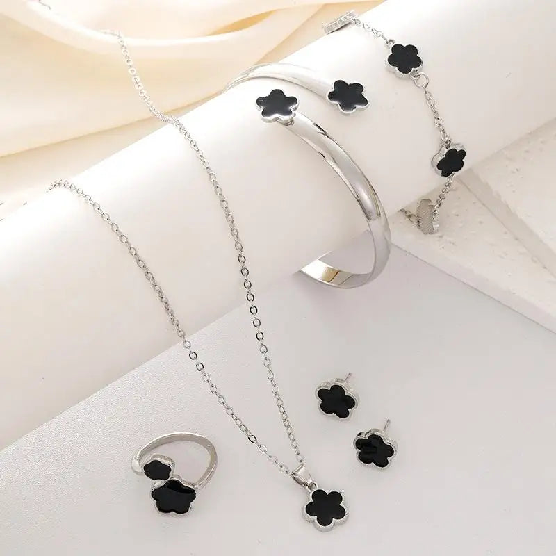 Lucky Flower 5PC Jewelry Set – Necklace, Bracelet & Ring