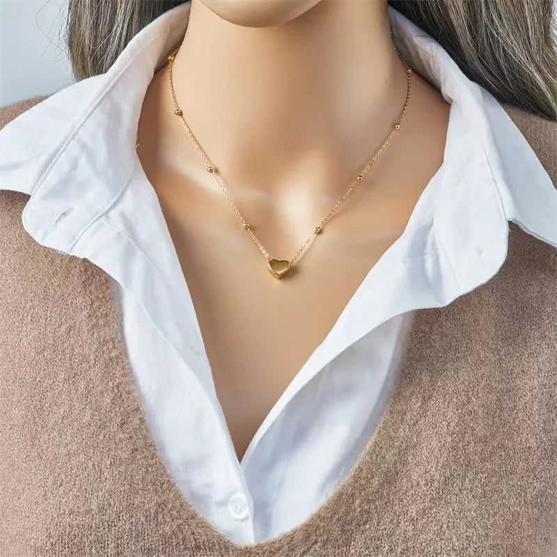 Gold Heart Love Chain Jewelry Set