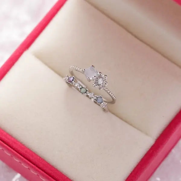 Sweet Flower Butterfly Adjustable Ring