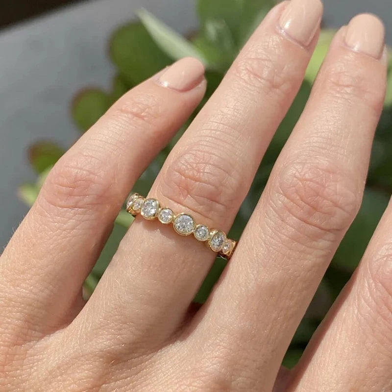 Huitan Round Cubic Zirconia Ring –