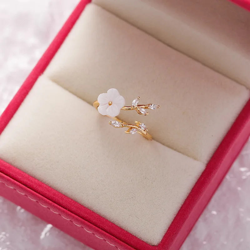Sweet Flower Butterfly Adjustable Ring