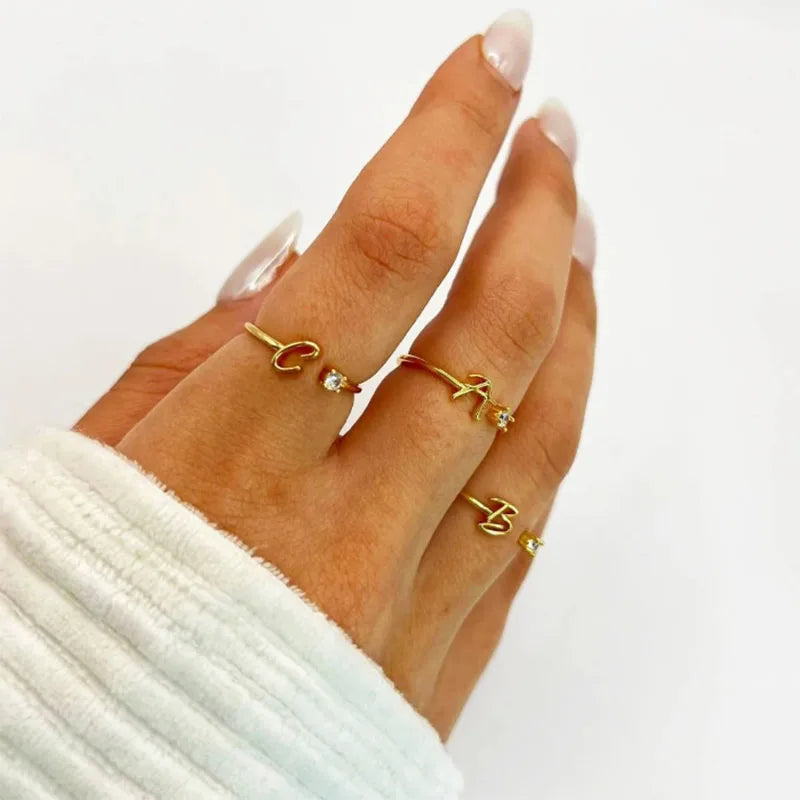 A-Z Initial Adjustable Ring