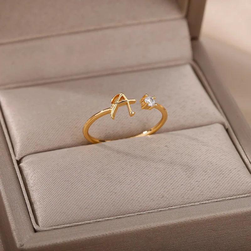 A-Z Initial Adjustable Ring