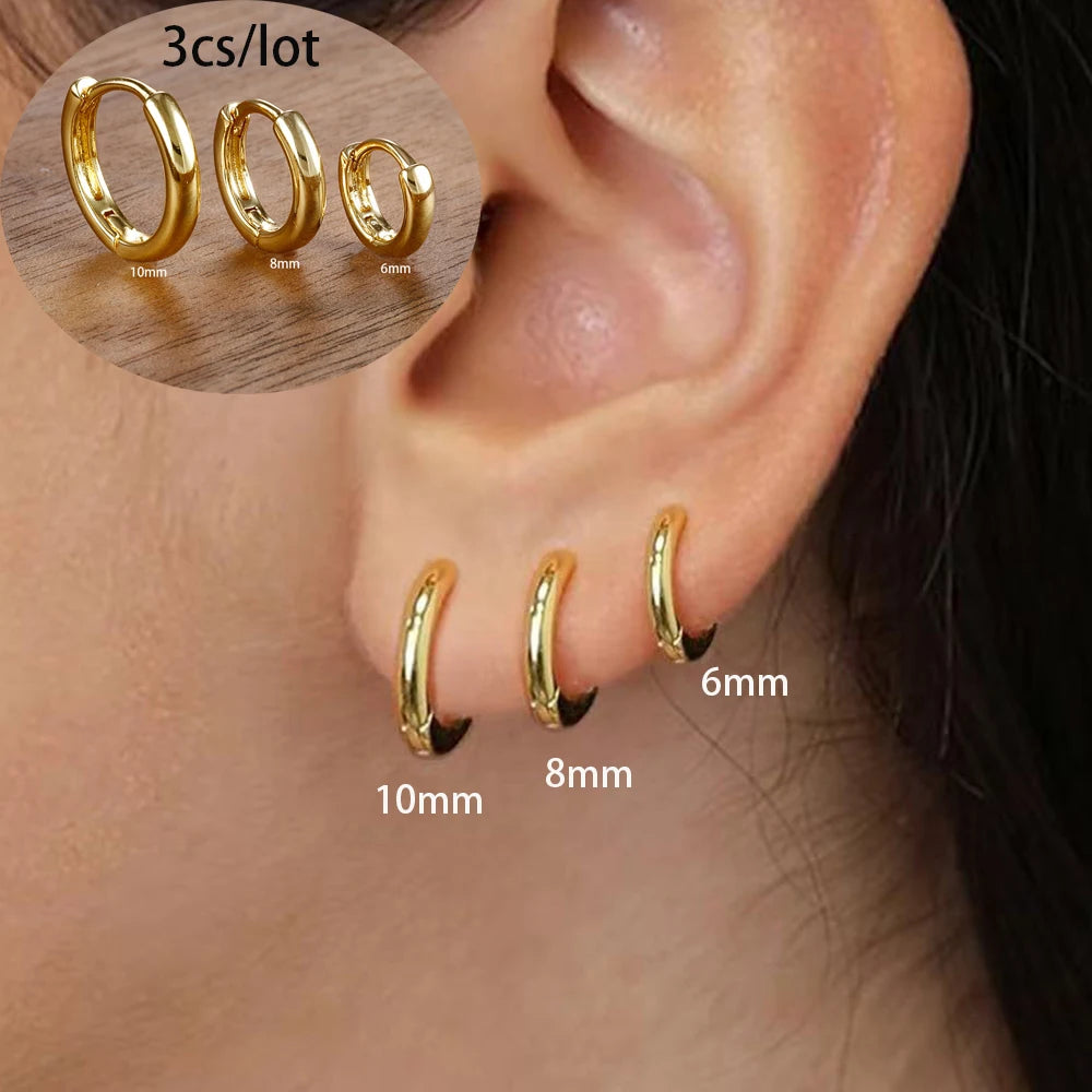18K Gold Star Dangle Earrings Set