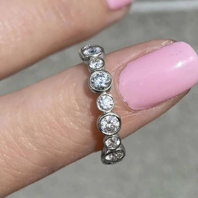 Huitan Round Cubic Zirconia Ring –