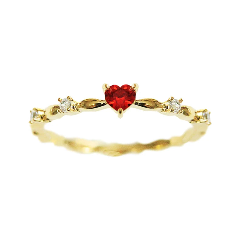 Gold Heart Zirconia Ring