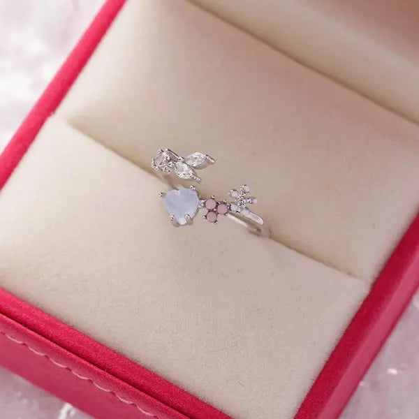 Sweet Flower Butterfly Adjustable Ring
