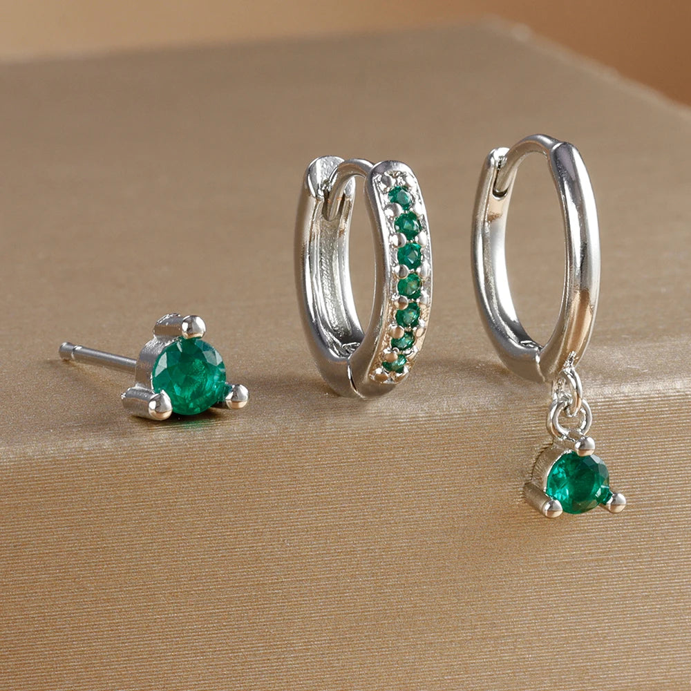 18K Gold Star Dangle Earrings Set
