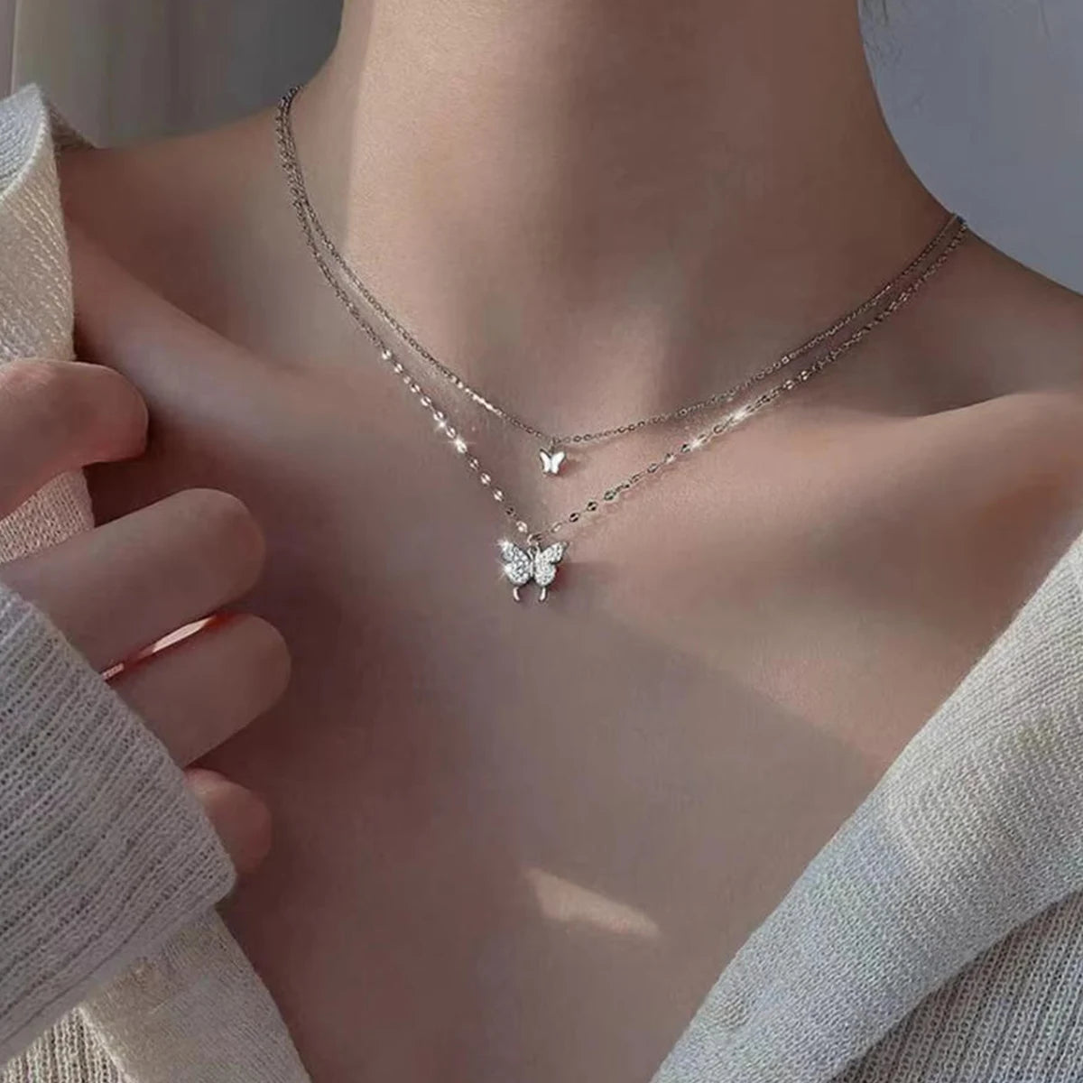 Double Layer Butterfly Necklace