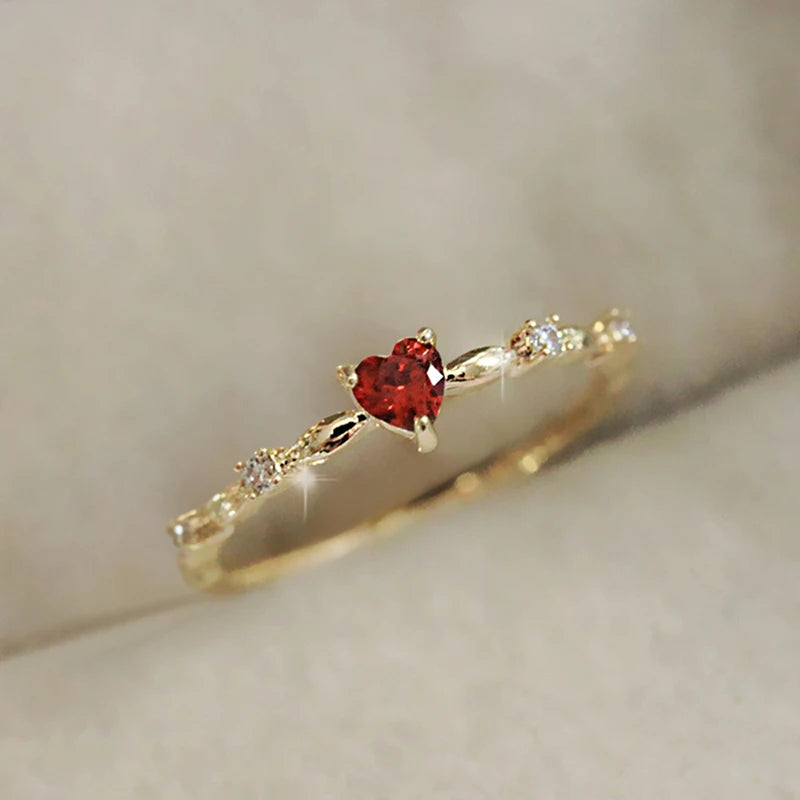 Gold Heart Zirconia Ring