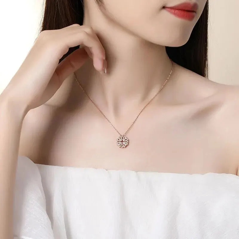 Magnet Four Heart Pendant Necklace