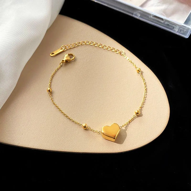 Gold Heart Love Chain Jewelry Set