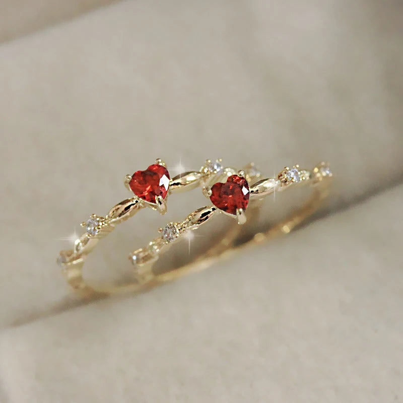 Gold Heart Zirconia Ring