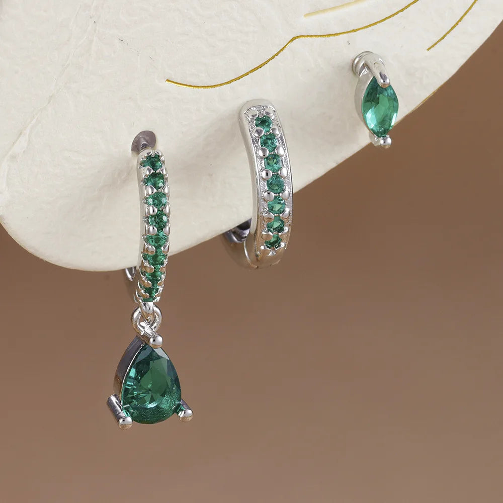 18K Gold Star Dangle Earrings Set